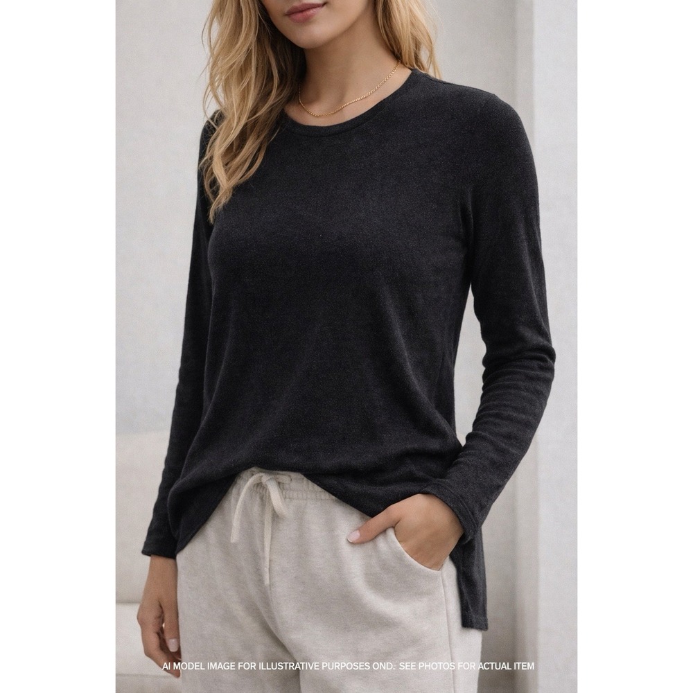 American Eagle Top Women's S Soft & Sexy Plush Black Long Sleeve Cozy Loungewear